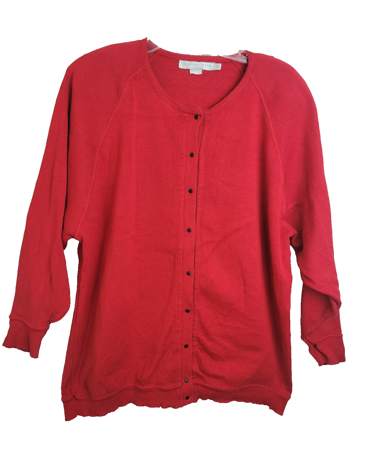 Geoffrey Beene, Vtg 80s Geoffrey Beene Sportswear Red Snaps Cardigan Sweater Women's Size Large