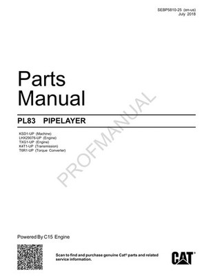 Caterpillar PL83 Pipelayer Parts Catalog Manual SEBP5810