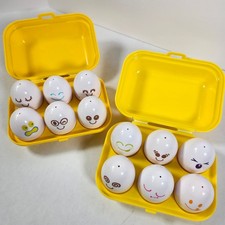 Vintage Tomy 1993 Hide N Squeak Eggs Shape Color Sorting Toy Complete Set of 2
