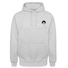 Felpa con cappuccio unisex Frida Kahlo contorno nero e rosso stick