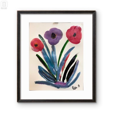 Urban Rhythm Flowers ORIGINAL PAINTING 14X11 Modern Folk Art ART Gallery Paper