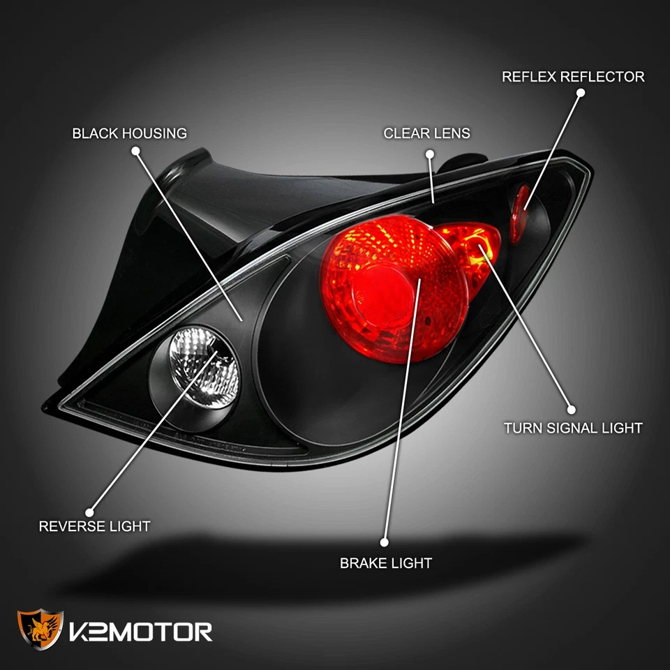 Black Fits 2006-2009 Pontiac G6 2Dr Coupe Replacement Tail Lights Brake Lamp Foto 3 de 4