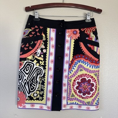Carlisle Whimsy Flower Print Kaleidoscope Silk Lined Skirt NWT 8
