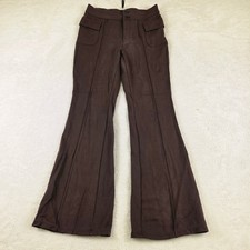Halara Womens Flare Leg Pants Brown Seam Detail Flap Pockets Size Medium