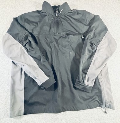 Nike Golf Storm Fit Jacket Mens Large Black Gray 1/4 Zip Pullover Wind Rain