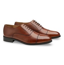 Handmade Brown Genuine Leather Oxford Lace Up Cap Toe Dress Office Shoes For Men