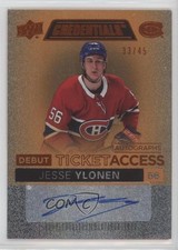 2021-22 Credentials Debut Ticket Access Autos Orange 33/45 Jesse Ylonen Auto 5j8