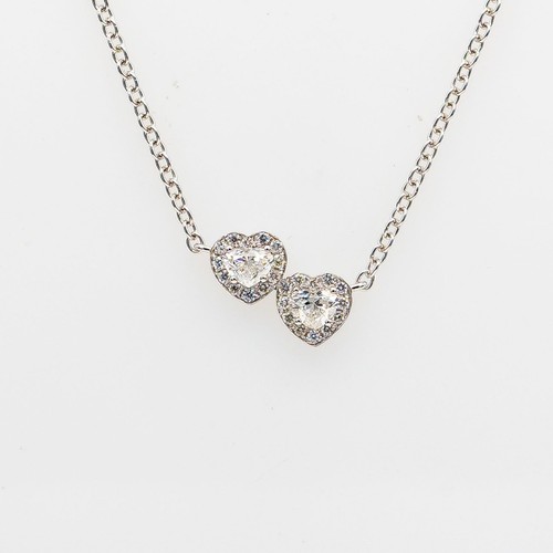 Collana Con Ciondolo Grande Cuore In Cristallo Strass – Placcata Oro Bianco 18K – Scintillante