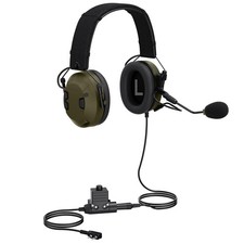 Tactical Walkie Talkie Headset Hunting Shooting Airsoft Earmuffs Ptt Boom Mic...