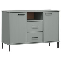 Sideboard Oslo Mit Metallbeinen Grau 113X40X77 Cm Massivholz