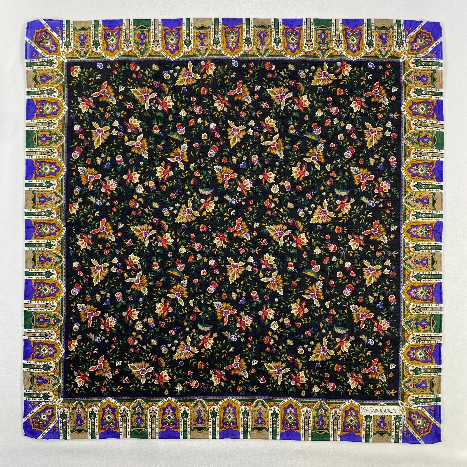 Vintage Yves Saint Laurent Handkerchief Pocket Square Bandana Neckerchief