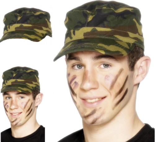Army Cap Soldiers Camouflage hat Party Mens Fancy Dress Costume 29136