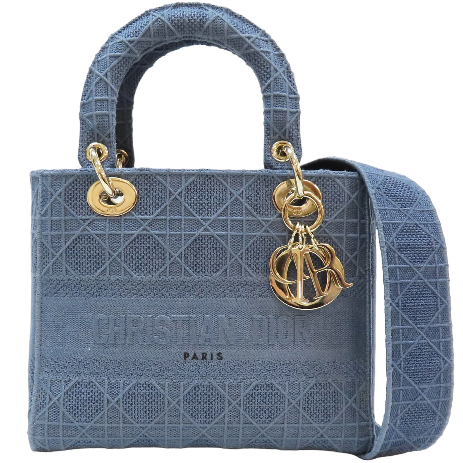 Sac à main bandoulière DIOR Lady D Lite toile bleue