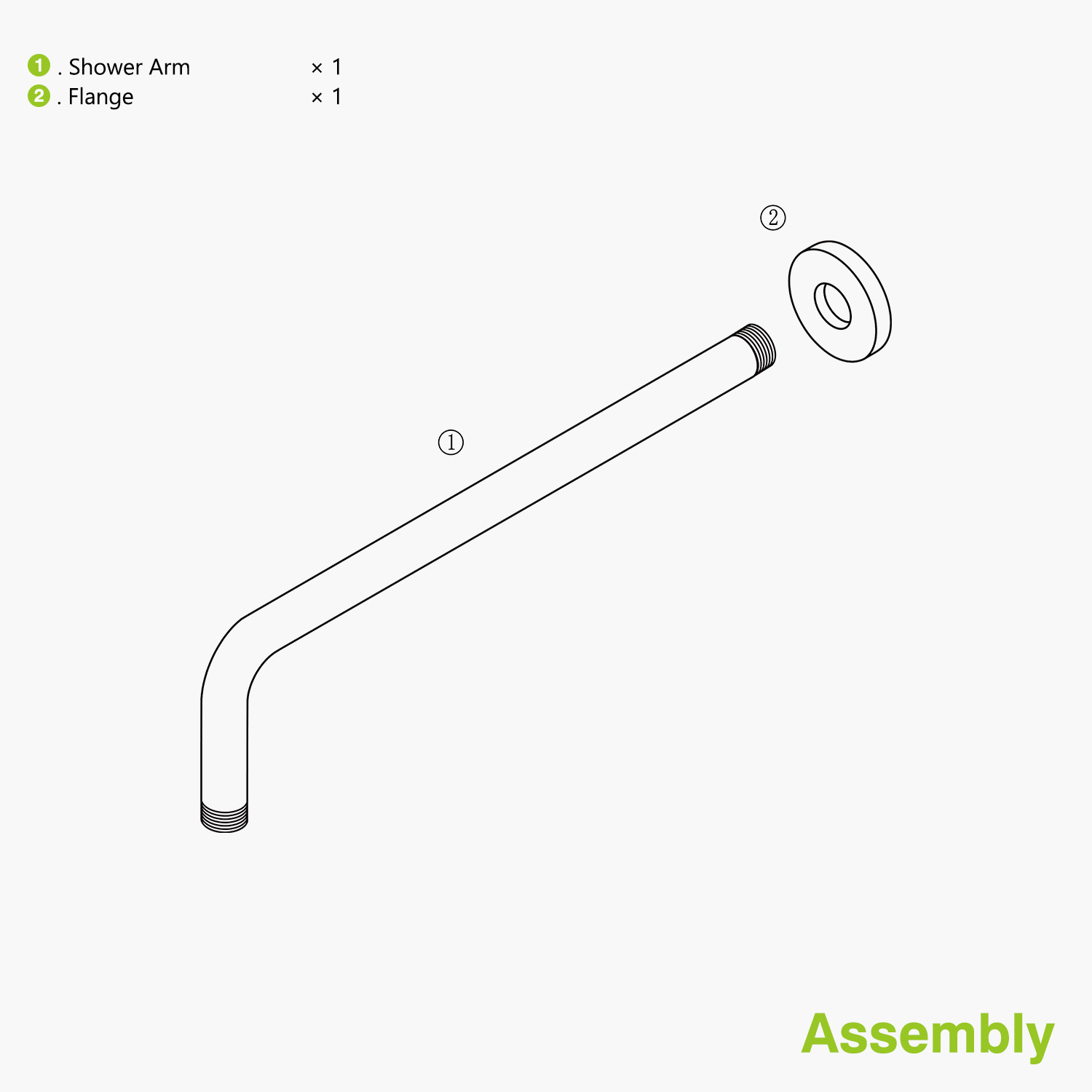 20" Extended 90 Degree Brass Shower Arm In 5 Finishes