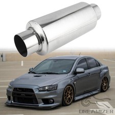 3 Inletoutlet 12 Length Exhaust Muffler Resonator For Mitsubishi Lancer Evo