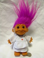 Vintage Russ Troll Doll NURSE WITH CAP 5" Doll dark pink hair