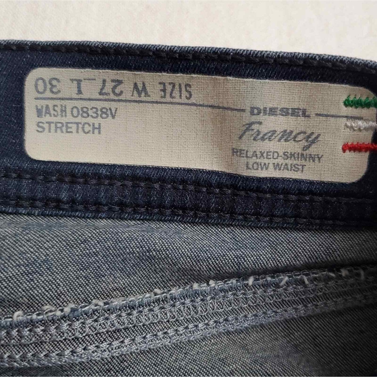 Diesel Francy Relaxed Skinny Low Waist Jeans Size W 27 L 30
