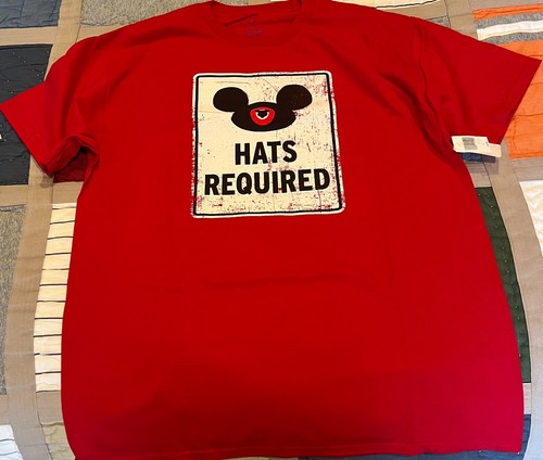Hanes Disneyland HATS REQUIRED Red T-Shirt (Adult L) - NEW with Tags