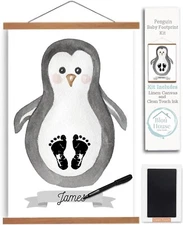 Baby Keepsake Footprint Kit Penguin 16" x 20" Wall Decor $30 MSRP