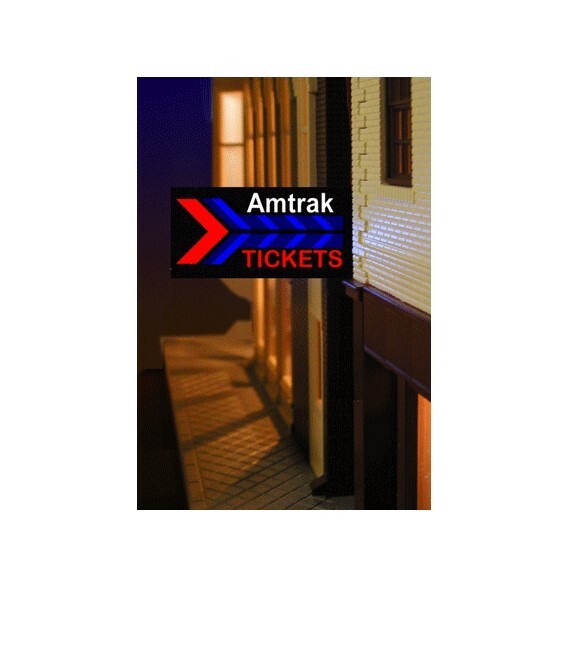 Enseigne lumineuse AMTRAK clignotante à gauche pour décor ferroviaire HO N 4cm
