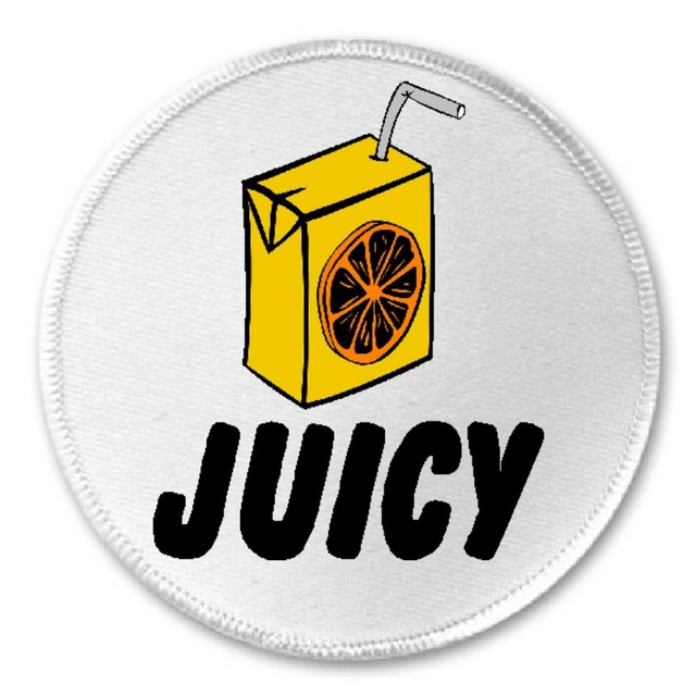 Juicy Juice Box 3" Sew / Iron On Patch Funny Joke Humor Orange Hot