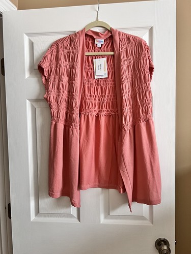 NWT Lularoe Kaylin Smocked Open Cardigan Size Large Coral EBay