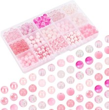 8mm Pink Crackle Glass Beads 450 Pcs 15 Styles Acrylic Valentine Jewelry Making