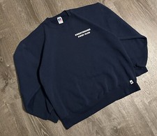 Vintage 90s Russell Athletic Sweatshirt—MADE IN USA—Swim Club—Navy Blue Large