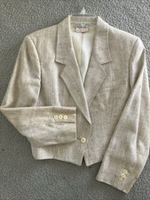 Women s VTG Hopsack Beige Lined Blazer Sz. 12 100 PURE SILK Made in USA