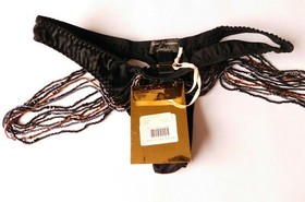 AGENT PROVOCATEUR SOIREE LIDIJA SILK THONG AP1 UK 6 in black RRP &pound;295 NWT