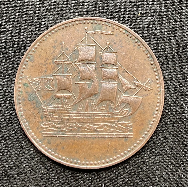 Prince Edward Island Ships Colonies and Commerce 1/2 Penny Token Mid 19th C.