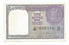 India Re 1, UNC Note, 1957, Inset D, Prefix V, A-12, Signed Sri LK Jha