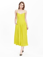 Banana Republic Pleated Strappy Maxi Dress,Neon Green SIZE 6T  6 T      #176460