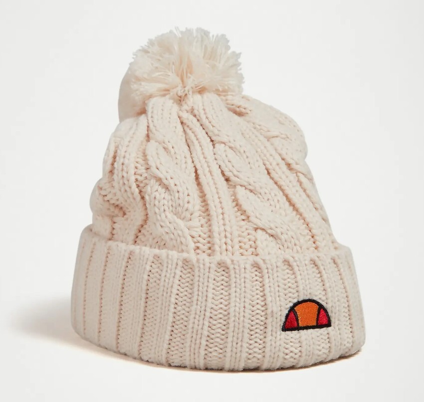 Ellesse Women's Hanna Pom Bobble Fashion Woolly Beanie Hat Headwear Off White