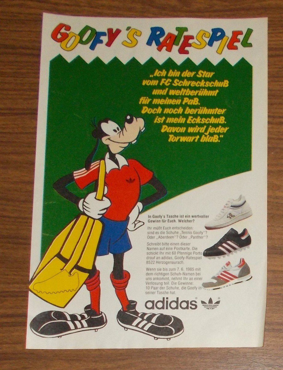 Seltene Werbung ADIDAS Sport Goofy Tennis Goofy Aberdeen Panther