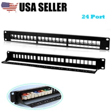 2x 24 Port Keystone Jack Blank Patch Panel Plate Cat5/5e Cat6 Cat6a RJ-45 19"