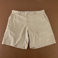 PGA Tour Men's Size 40 Khaki Flat Front 10" Inseam Golf Shorts Flaw