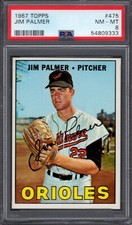 1967 Topps #475 JIM PALMER (2nd Year) PSA 8 NM/MT Baltimore ORIOLES