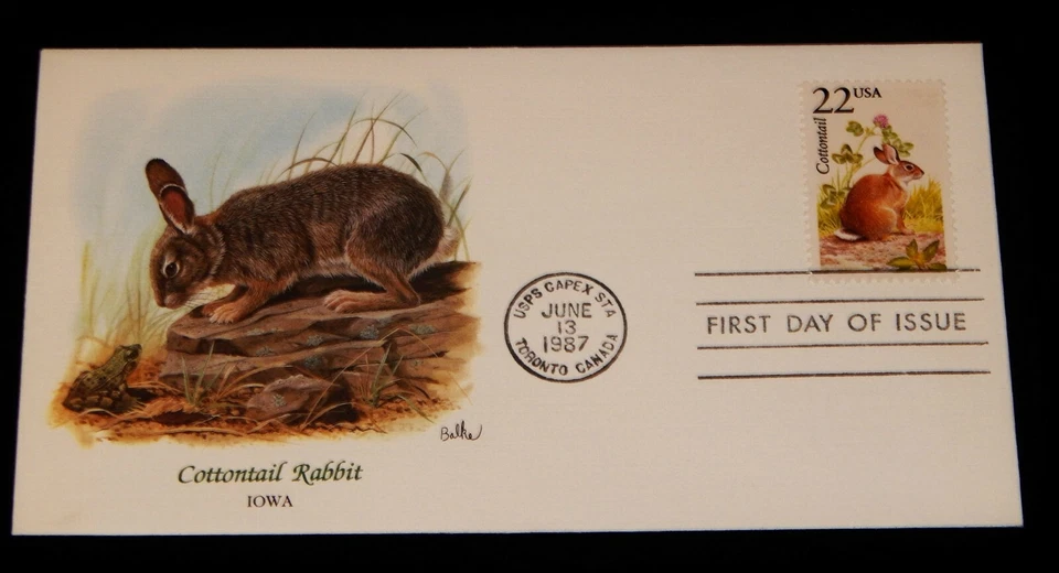 Vintage Cover,UNITED STATES, FDC,1987,TORONTO,ON, CANADA,CAPEX,Cottontail Rabbit - Image 2 of 4