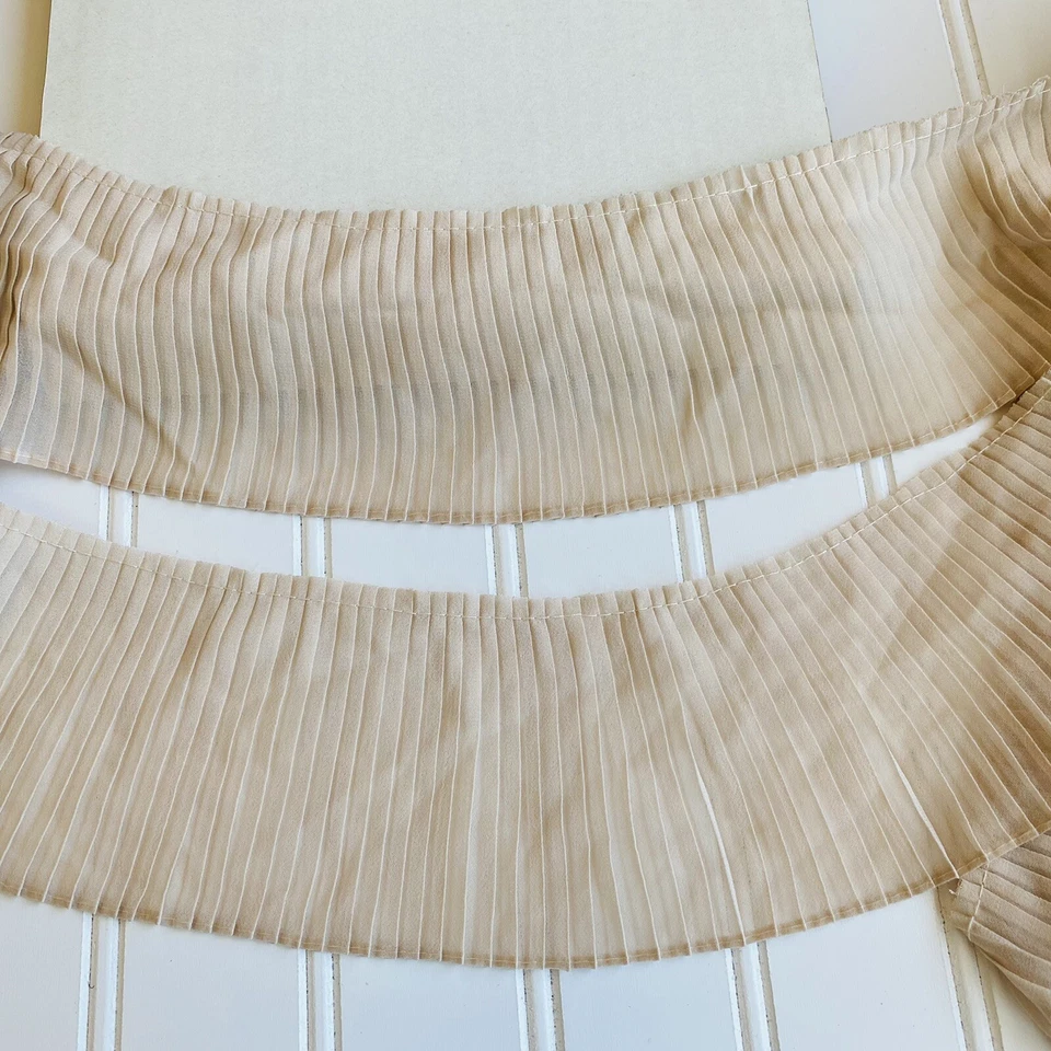 Borde de encaje con volantes de gasa beige claro para costura/artesanía/novia/3" de ancho Foto 2 de 4