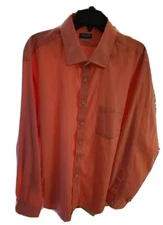 Van Heusen Shirt Men's 18.5 36/37 Long Sleeve Button Down - Coral Pink