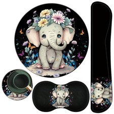 Mouse Pad Keyboard Wrist Rest Medium, Elephant Flower