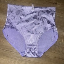 Vintage Heavenly Shapewear Glossy Floral Lavander Satin High Panties Stretch L