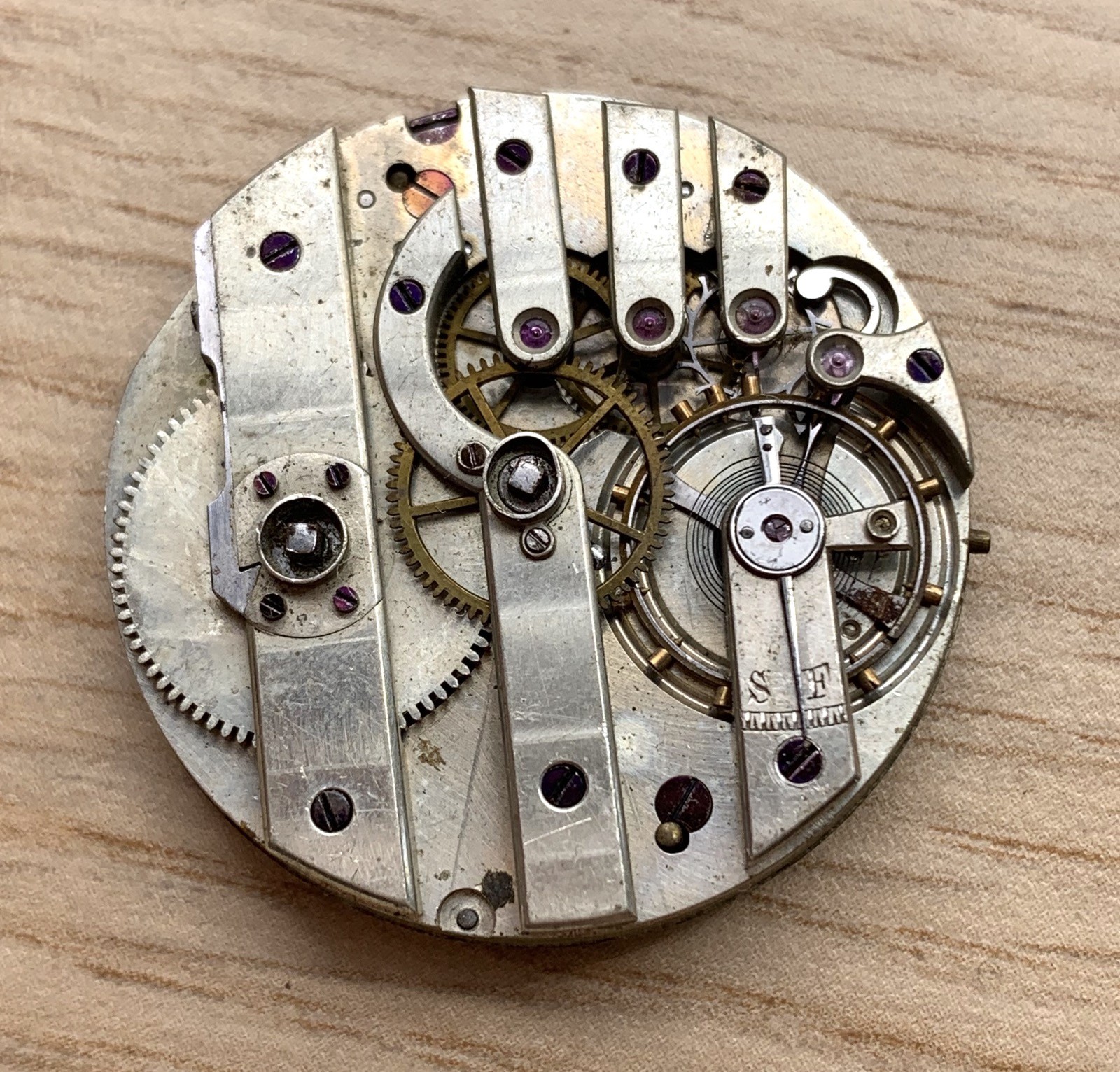 Vintage 31.5mm Manual Pocket Watch Movement For Parts Repair