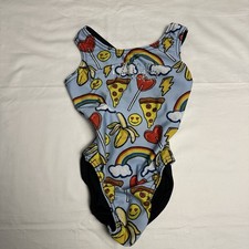 JAMWEAR Happy Face Rhinestone Keyhole Practice Gymnastics Leotard YXS