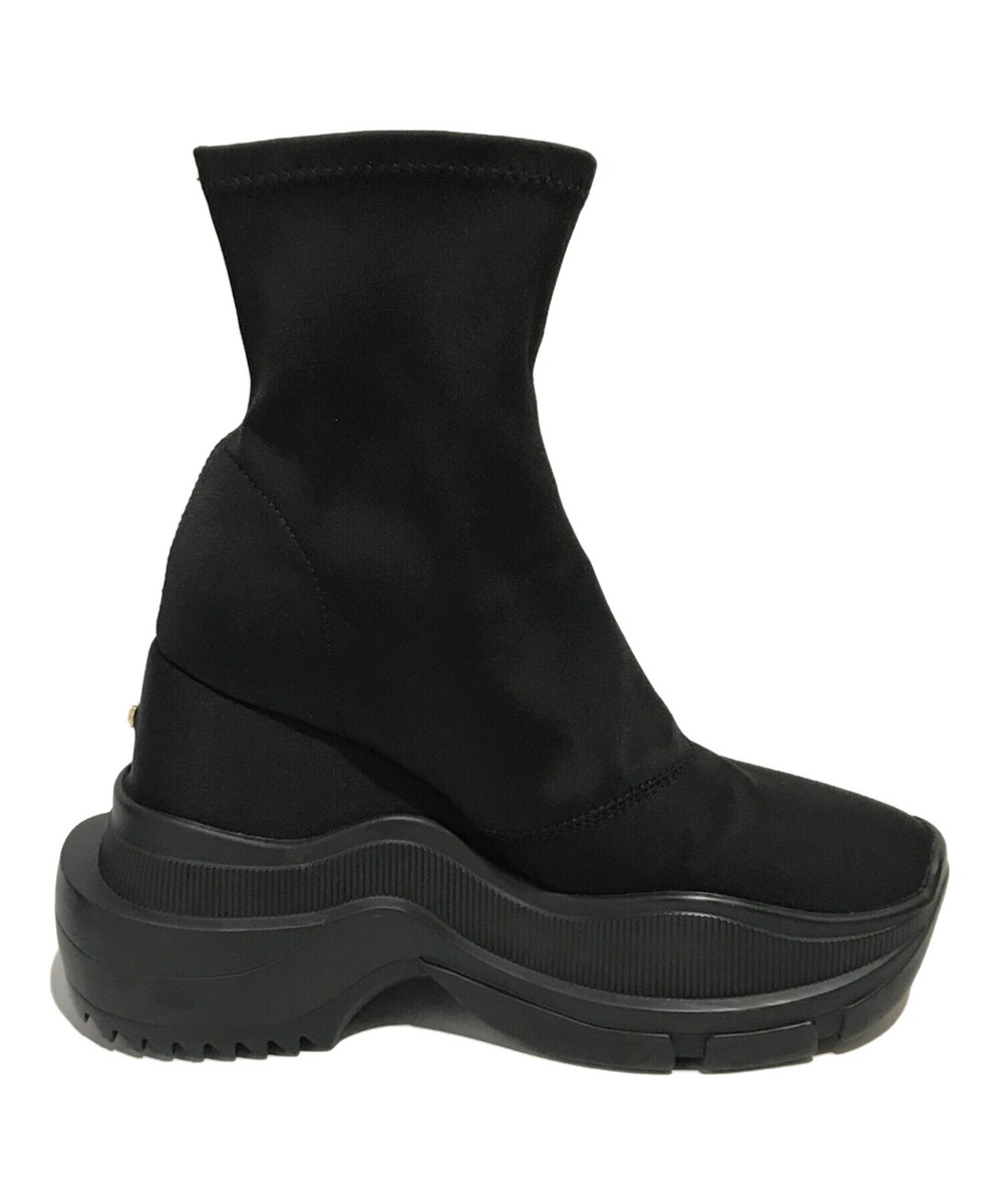 YELLO TOKYO BLACK WEDGE HEEL SHORT BOOTS
