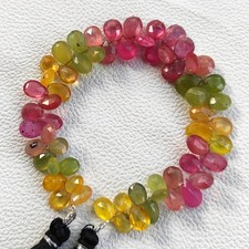 Ceylon Multicolor Sapphire 8x5 to 10x7mm Pear Cut Briolette Beads 7" Strand