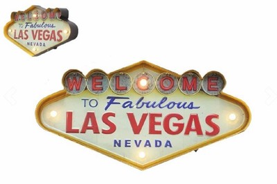Vintage Metall 3D LED Logo Schild Las Vegas Amerika USA Männerhöhle Wandrelief