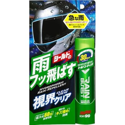 SOFT99 Rainburst Water Repellent for Helmet Shields and Clear Plastic Parts