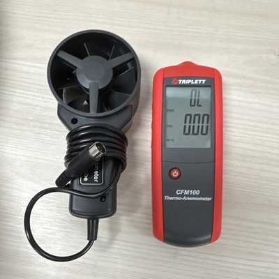 Triplett CFM100 Vane Thermo-Anemometer Air Flow Meter w/ Case, Temp Measure
